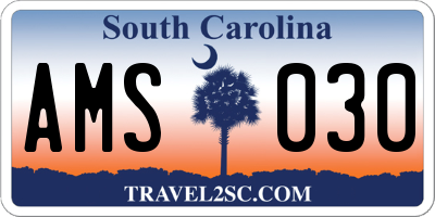 SC license plate AMS030