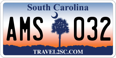 SC license plate AMS032