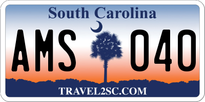 SC license plate AMS040