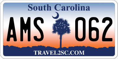 SC license plate AMS062