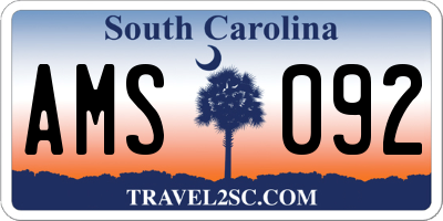 SC license plate AMS092