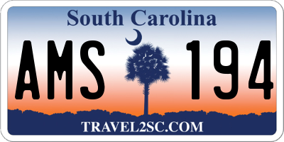 SC license plate AMS194