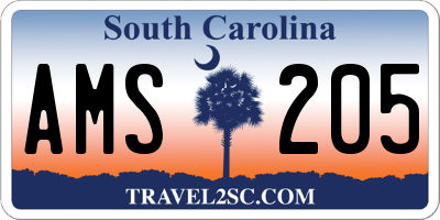 SC license plate AMS205