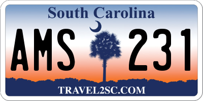 SC license plate AMS231