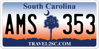 SC license plate AMS353