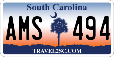 SC license plate AMS494