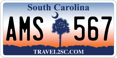 SC license plate AMS567