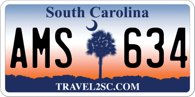 SC license plate AMS634