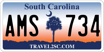 SC license plate AMS734