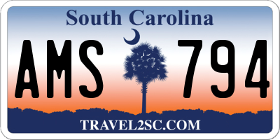 SC license plate AMS794