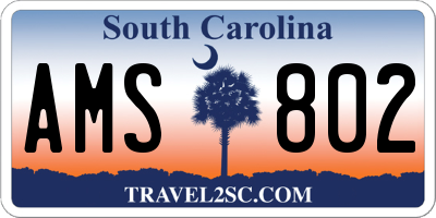 SC license plate AMS802