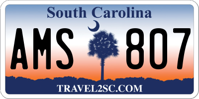 SC license plate AMS807