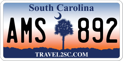 SC license plate AMS892