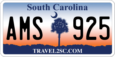 SC license plate AMS925