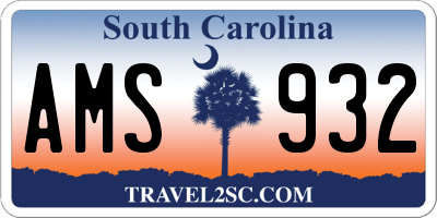 SC license plate AMS932