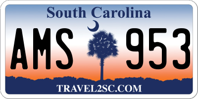 SC license plate AMS953