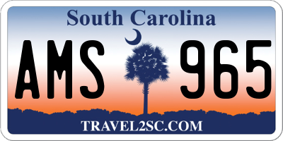 SC license plate AMS965