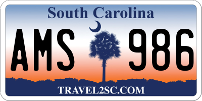 SC license plate AMS986