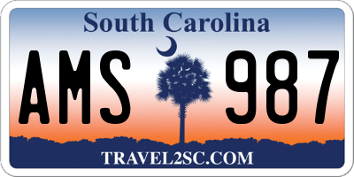 SC license plate AMS987
