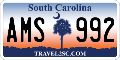 SC license plate AMS992