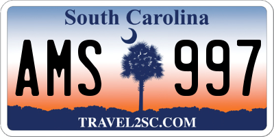 SC license plate AMS997