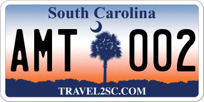SC license plate AMT002