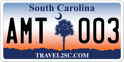 SC license plate AMT003