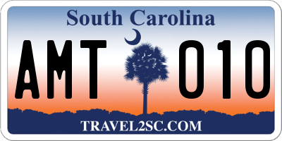SC license plate AMT010