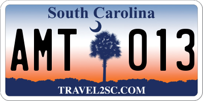 SC license plate AMT013