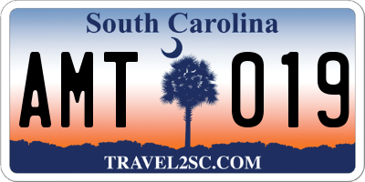 SC license plate AMT019