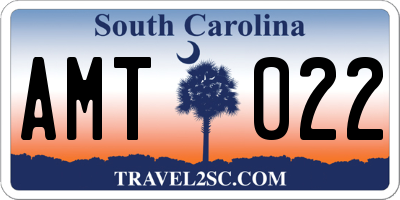 SC license plate AMT022