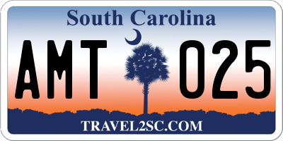 SC license plate AMT025