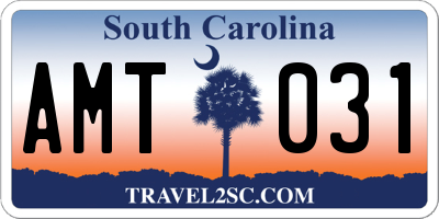 SC license plate AMT031