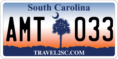 SC license plate AMT033