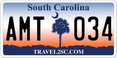 SC license plate AMT034
