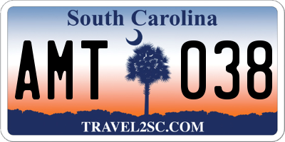 SC license plate AMT038