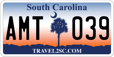 SC license plate AMT039