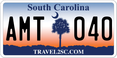 SC license plate AMT040
