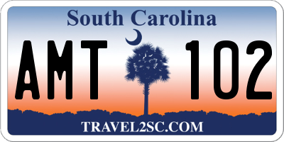 SC license plate AMT102