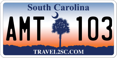 SC license plate AMT103
