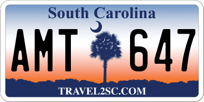 SC license plate AMT647