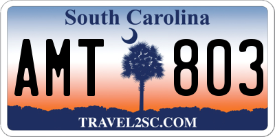 SC license plate AMT803