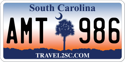 SC license plate AMT986