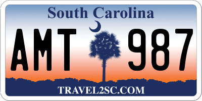 SC license plate AMT987