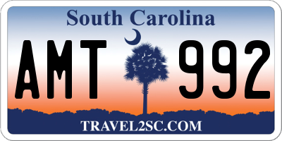 SC license plate AMT992