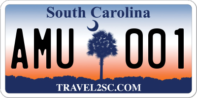 SC license plate AMU001