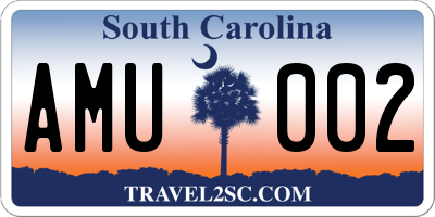 SC license plate AMU002