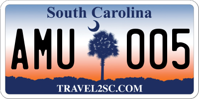 SC license plate AMU005