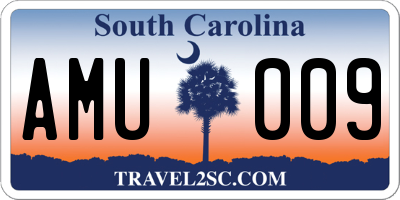 SC license plate AMU009