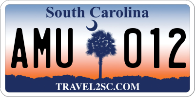 SC license plate AMU012
